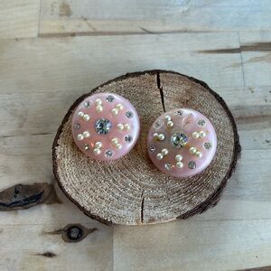 Vintage pink and pearl clip on earrings